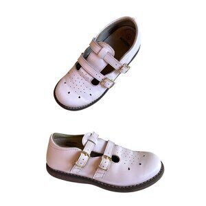 Kids' 11 FootMates Danielle Mary Jane Light Pink Leather Double Strap
